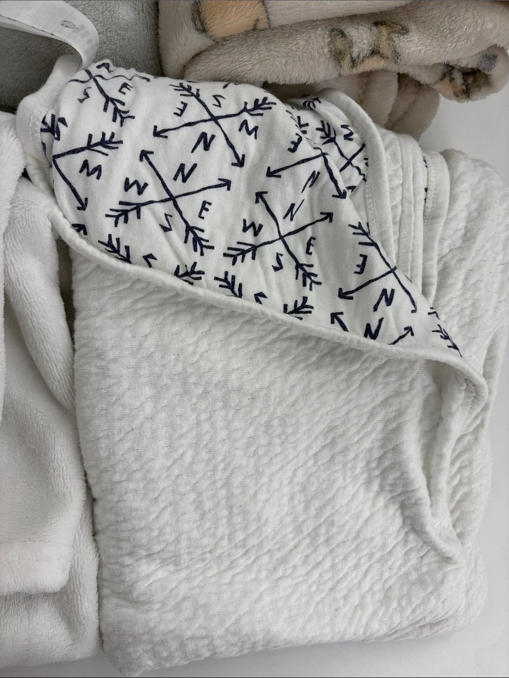Baby Plush Nursery Blanket Set - Neutral Gray, Beige, White-4